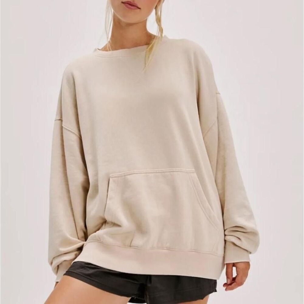 Intimately FP Slow It Down Oversize Cotton Blend Sweatshirt Morning Oat XS
